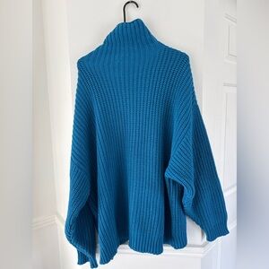 Free People Swim Too Deep Turtleneck sweater blue size medium